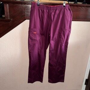 Dickies Womens Size Petite Large Burgundy Colored Cargo Medical Scrubs Pants